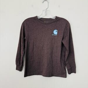 Carhartt Brown Long Sleeve Blue Logo T Shirt Boys Size S